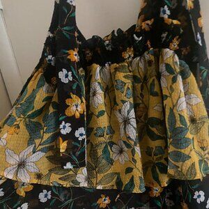 Who What Wear black floral flounced sleeveless tunic